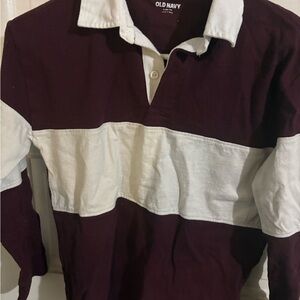Old Navy Burgundy and White Striped Shirt